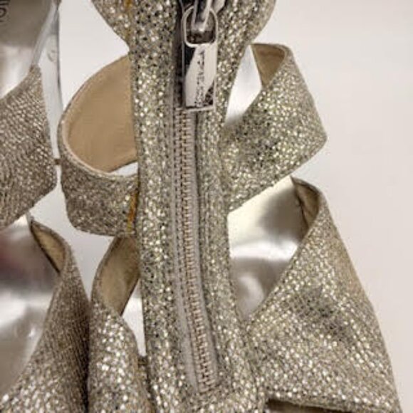 Michael Kors Berkley Silver Metallic Leather Zip Heels Women’s 11M Glam Party - Picture 8 of 11
